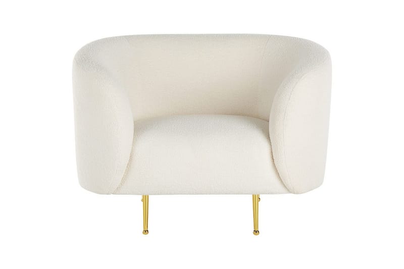 Lenestol Loen - Hvit, gull/Bouclé, Hvitt, gull/Bouclé, Hvit, gull/bouclé - Møbler - Stoler - Lenestoler