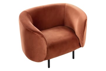 Lenestol Loen - Oransje, svart/Fløyel, Oransje, svart/fløyel - Møbler - Stoler - Lenestoler