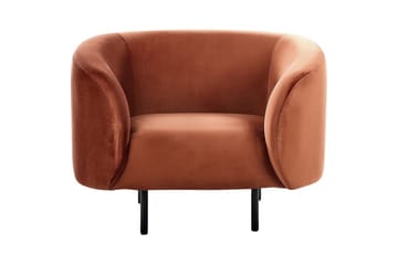 Lenestol Loen - Oransje, svart/Fløyel, Oransje, svart/fløyel - Møbler - Stoler - Lenestoler