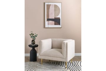 Lenestol Moen - Beige, gull - Møbler - Stoler - Lenestoler