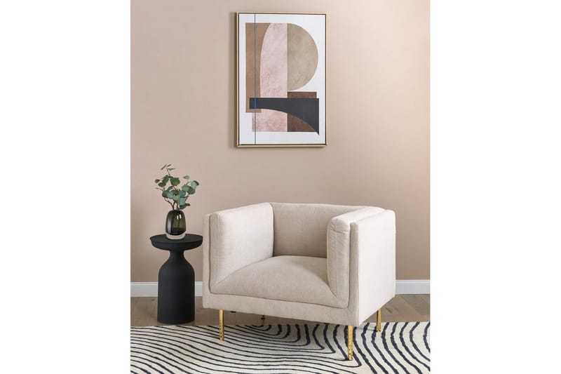 Lenestol Moen - Beige, gull - Møbler - Stoler - Lenestoler