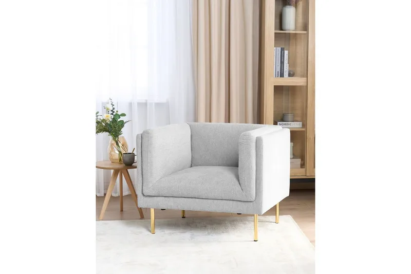 Lenestol Moen - Grå, gull - Møbler - Stoler - Lenestoler