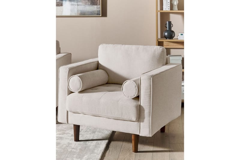 Lenestol Nurmo - Beige, mørkt tre - Møbler - Stoler - Lenestoler