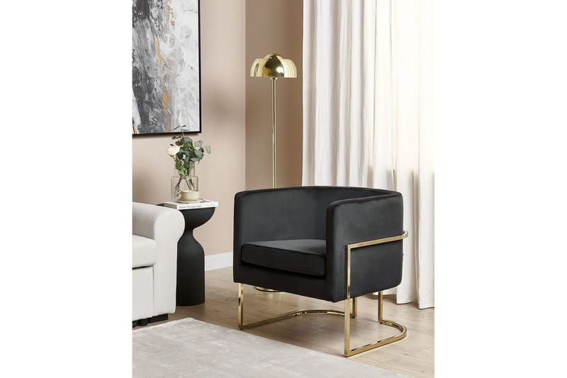 Lenestol Sirkka - Svart, gull - Møbler - Stoler - Lenestoler