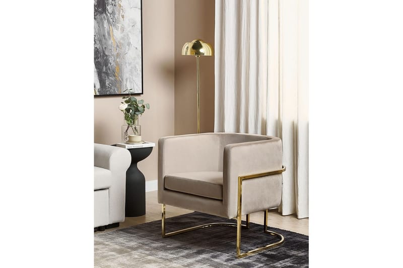 Lenestol Sirkka - Taupe, gull - Møbler - Stoler - Lenestoler
