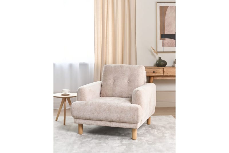 Lenestol Tuve - Beige, lyst tre/Bouclé - Møbler - Stoler - Lenestoler