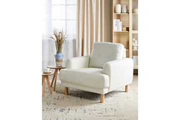 Lenestol Tuve - Hvit, lyst tre/Polyester - Møbler - Stoler - Lenestoler