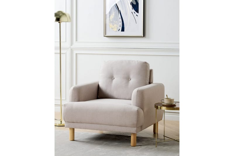 Lenestol Tuve - Taupe, lyst tre/Polyester - Møbler - Stoler - Lenestoler