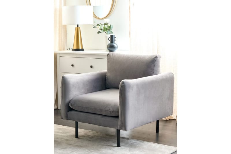 Lenestol Vinterbro - Grå, svart/fløyel, Grå, svart/Fløyel - Møbler - Stoler - Lenestoler