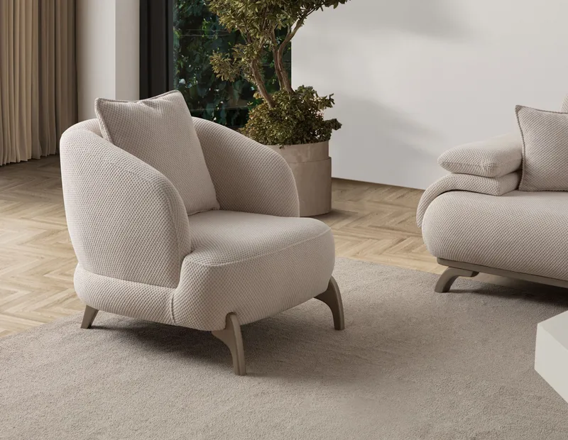 Ørelappstol Atelier Del Sofa Bonjo Silver (80 x 78 x 80 cm) beige - Beige - Møbler - Stoler - Lenestoler - Ørelappstol