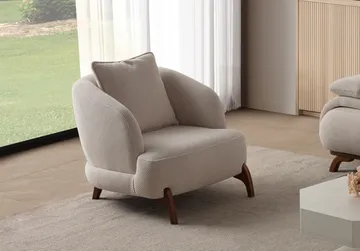 Ørelappstol Atelier Del Sofa Bonjo Walnut (80 x 78 x 80 cm) Beige - Beige - Møbler - Stoler - Lenestoler - Ørelappstol