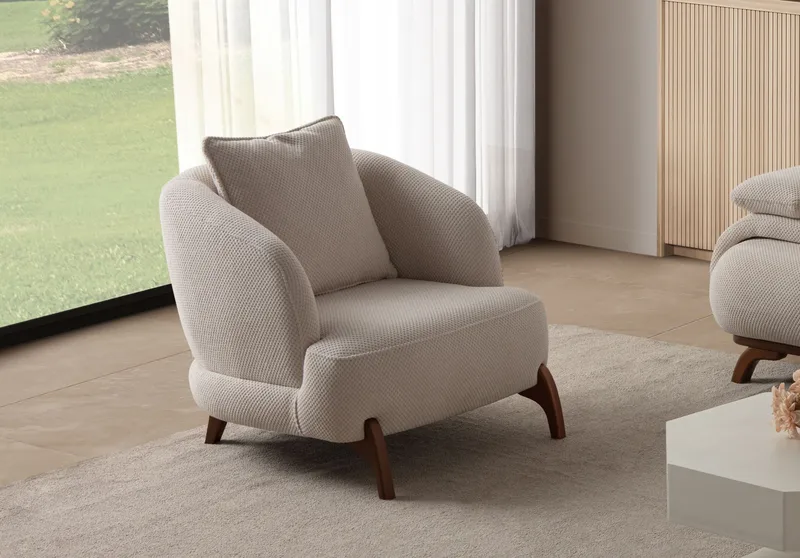 Ørelappstol Atelier Del Sofa Bonjo Walnut (80 x 78 x 80 cm) Beige - Beige - Møbler - Stoler - Lenestoler - Ørelappstol