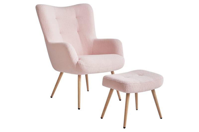 Ørelappstol Vejle - Beige, hvit - Møbler - Stoler - Lenestoler - Ørelappstol
