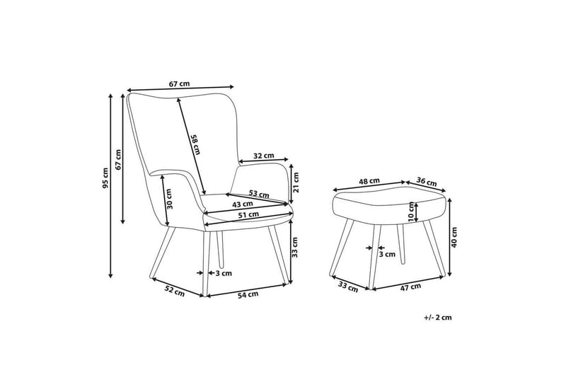Ørelappstol Vejle - Beige, svart - Møbler - Stoler - Lenestoler - Ørelappstol