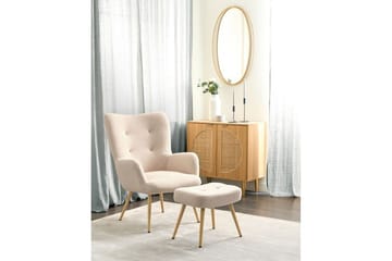 Ørelappstol Vejle - Rosa, mørkt tre - Møbler - Stoler - Lenestoler - Ørelappstol