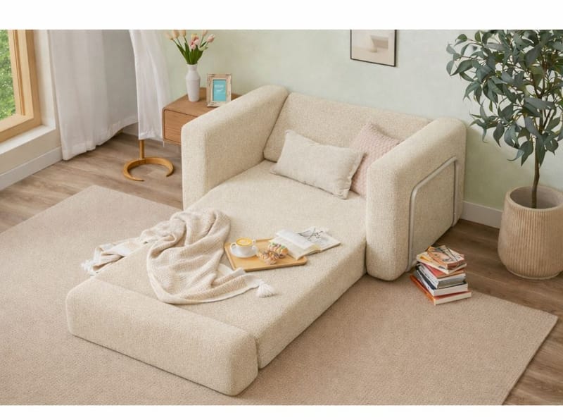 1-seters sovesofa Atelier Del Sofa Wello Single (80 x 70 cm) Krem - Møbler - Stoler - Lenestoler - Sengestol
