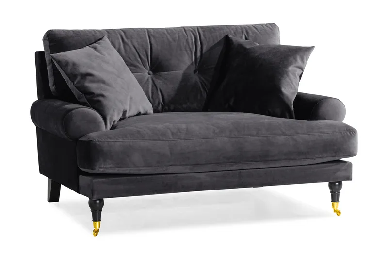 Andrew Loveseat Fløyel - Mørkegrå/Messing - Møbler - Stoler - Lenestoler - Fløyelslenestol