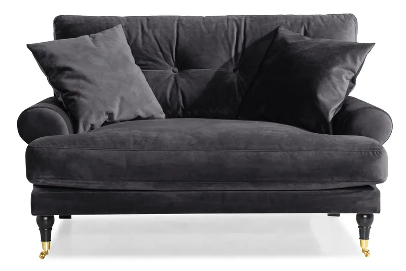 Andrew Loveseat Fløyel - Mørkegrå/Messing - Møbler - Stoler - Lenestoler - Fløyelslenestol
