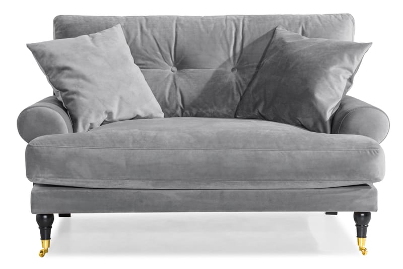 Andrew Loveseat Fløyel - Sølvgrå/Messing - Møbler - Stoler - Lenestoler - Fløyelslenestol