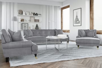Andrew Loveseat Fløyel - Sølvgrå/Messing - Møbler - Stoler - Lenestoler - Fløyelslenestol