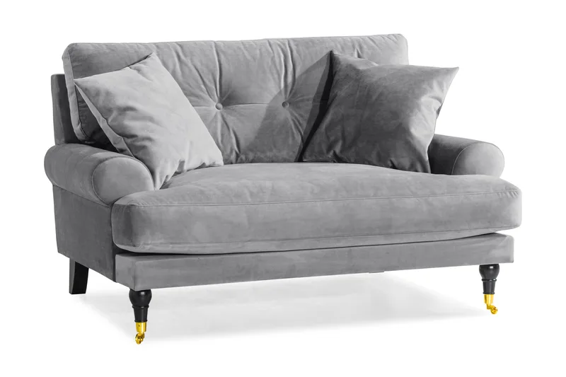 Andrew Loveseat Fløyel - Sølvgrå/Messing - Møbler - Stoler - Lenestoler - Fløyelslenestol