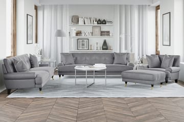 Andrew Loveseat Fløyel - Sølvgrå/Messing - Møbler - Stoler - Lenestoler - Fløyelslenestol