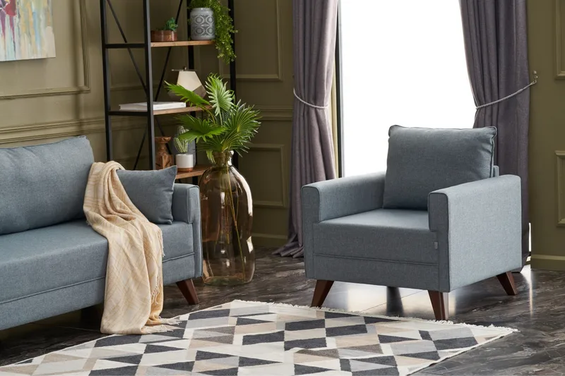 Antigua Lenestol - Blå/Natur - Møbler - Stoler - Lenestoler