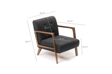 Barrion Lenestol med Armlene - Grå - Møbler - Stoler - Lenestoler