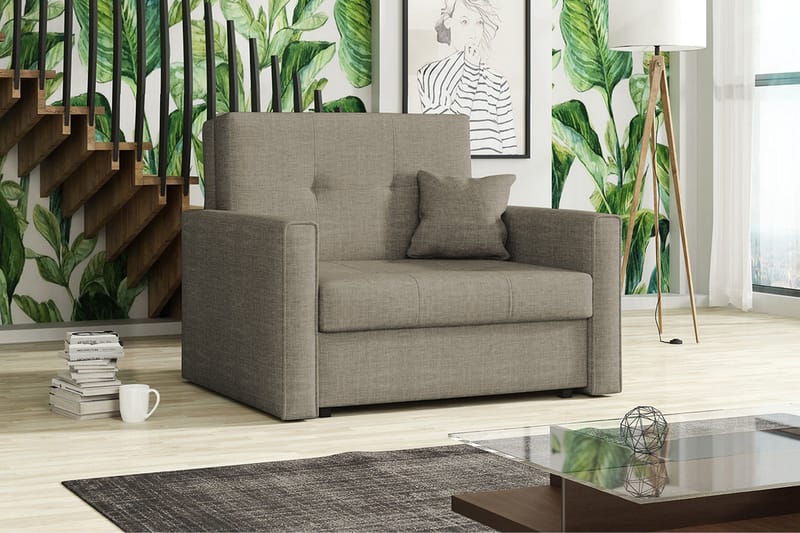 Bensbyn 2-seter Sovesofa 80x196 cm med Oppbevaring i Stoff - Grå - Møbler - Sofaer - Sovesofaer - 2 seters sovesofa