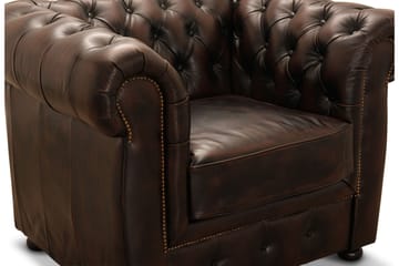 Birmingham Lenestol - Lenestol lær|spalt brun - Møbler - Stoler - Lenestoler - Chesterfield lenestol