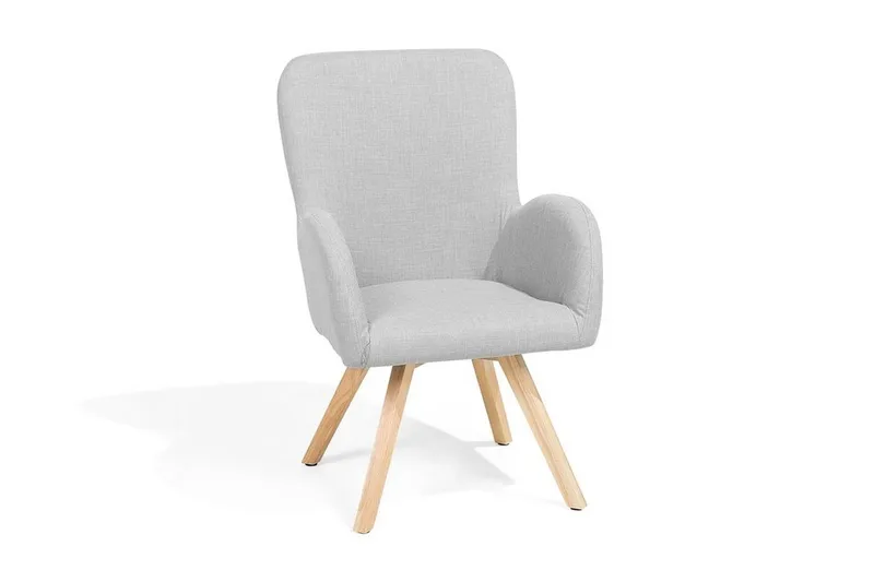 Bjarn Moderne Oval Lenestol i Stoff med Treben, Grå