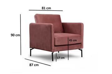Bramelia Moderne Lenestol i Fløyel - Rosa - Møbler - Stoler - Lenestoler - Fløyelslenestol