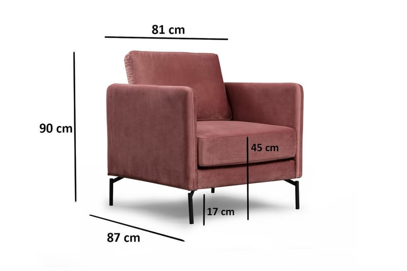 Bramelia Moderne Lenestol i Fløyel - Rosa - Møbler - Stoler - Lenestoler - Fløyelslenestol
