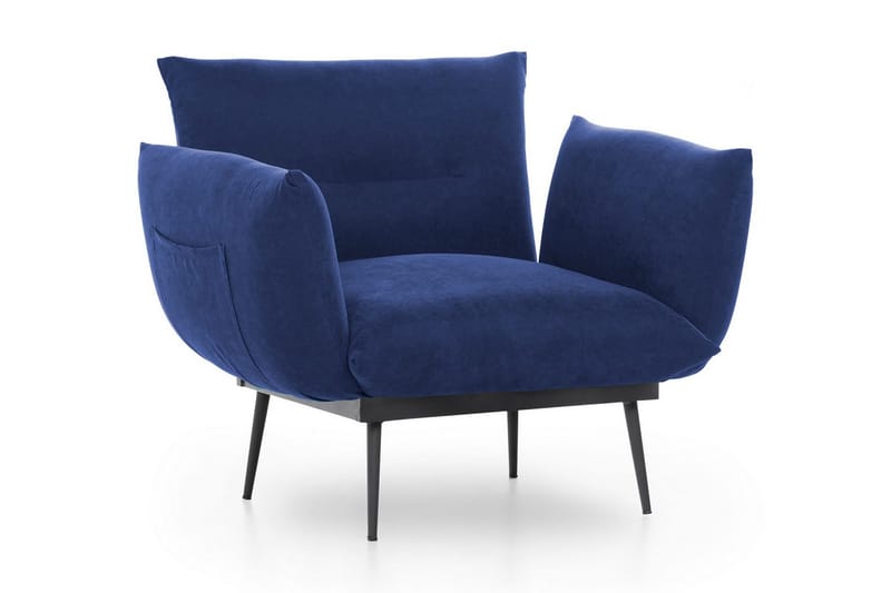 Bramelia Moderne Lenestol i Semsket Skinn med Metallben, Blå