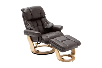 Calgary Lenestol med Fotskammel Natur - Lær/PVC Brun - Møbler - Stoler - Lenestoler - Recliner