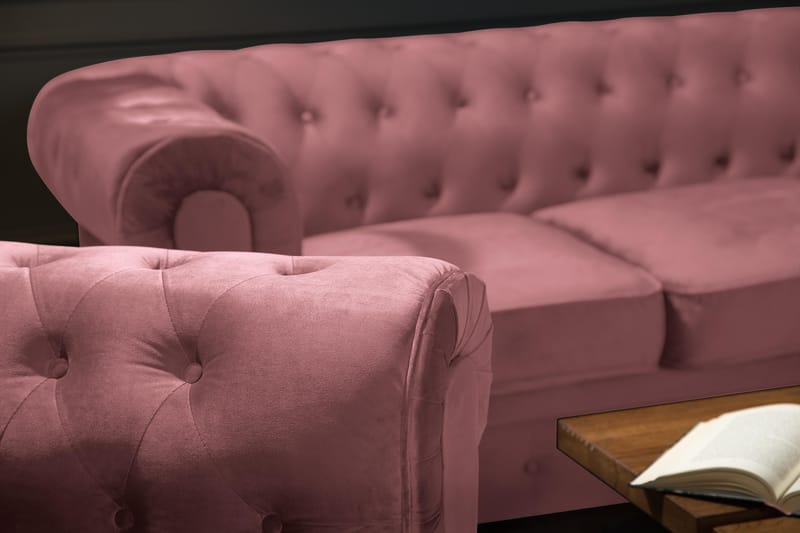 Chesterfield Lyx Lenestol - Rustrosa Fløyel - Møbler - Stoler - Lenestoler - Chesterfield lenestol