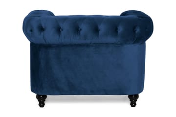 Chesterfield Lyx Stor behagelig dyp fløyelfotøyd – Fotøyd til stue - Blå Fløyel - Møbler - Stoler - Lenestoler - Chesterfield lenestol