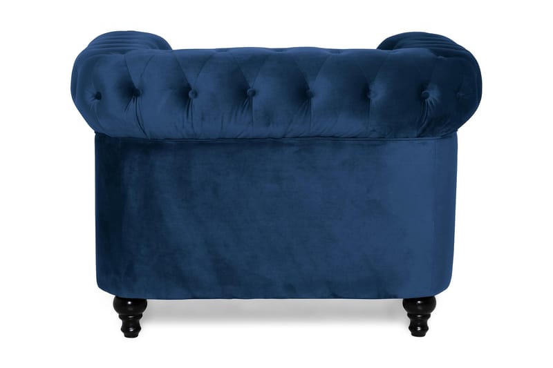 Chesterfield Lyx Stor behagelig dyp fløyelfotøyd – Fotøyd til stue - Blå Fløyel - Møbler - Stoler - Lenestoler - Chesterfield lenestol