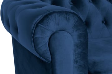Chesterfield Lyx Stor behagelig dyp fløyelfotøyd – Fotøyd til stue - Blå Fløyel - Møbler - Stoler - Lenestoler - Chesterfield lenestol