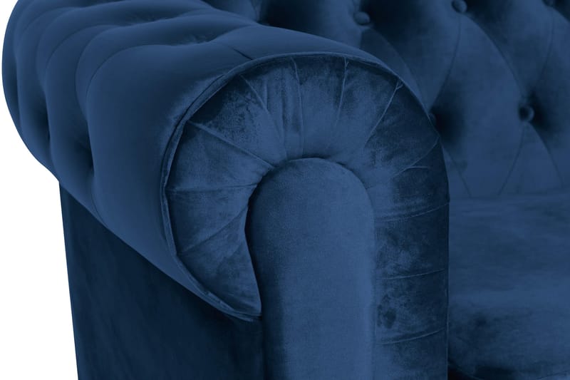 Chesterfield Lyx Stor behagelig dyp fløyelfotøyd – Fotøyd til stue - Blå Fløyel - Møbler - Stoler - Lenestoler - Chesterfield lenestol