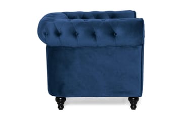 Chesterfield Lyx Stor behagelig dyp fløyelfotøyd – Fotøyd til stue - Blå Fløyel - Møbler - Stoler - Lenestoler - Chesterfield lenestol