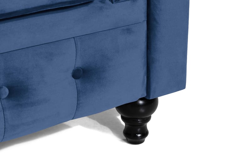 Chesterfield Lyx Stor behagelig dyp fløyelfotøyd – Fotøyd til stue - Blå - Møbler - Stoler - Lenestoler - Chesterfield lenestol