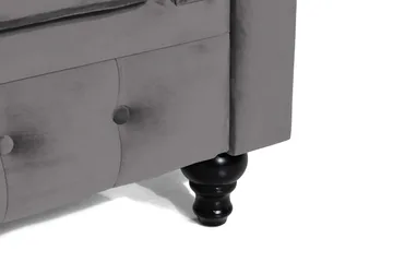 Chesterfield Lyx Stor behagelig dyp fløyelfotøyd – Fotøyd til stue - Mørkegrå Fløyel - Møbler - Stoler - Lenestoler - Chesterfield lenestol