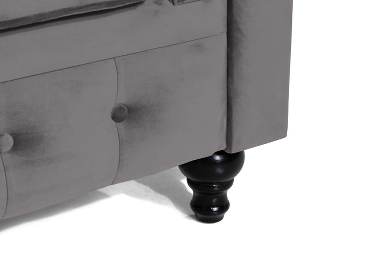 Chesterfield Lyx Stor behagelig dyp fløyelfotøyd – Fotøyd til stue - Mørkegrå Fløyel - Møbler - Stoler - Lenestoler - Chesterfield lenestol