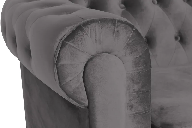 Chesterfield Lyx Stor behagelig dyp fløyelfotøyd – Fotøyd til stue - Mørkegrå Fløyel - Møbler - Stoler - Lenestoler - Chesterfield lenestol