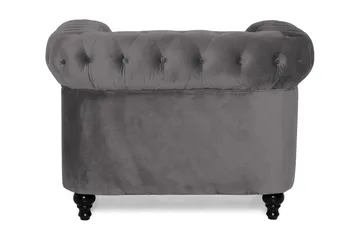 Chesterfield Lyx Stor behagelig dyp fløyelfotøyd – Fotøyd til stue - Mørkegrå Fløyel - Møbler - Stoler - Lenestoler - Chesterfield lenestol