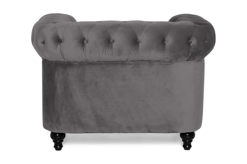 Chesterfield Lyx Stor behagelig dyp fløyelfotøyd – Fotøyd til stue - Mørkegrå Fløyel - Møbler - Stoler - Lenestoler - Chesterfield lenestol