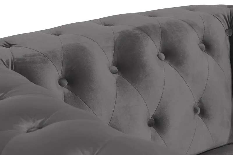 Chesterfield Lyx Stor behagelig dyp fløyelfotøyd – Fotøyd til stue - Mørkegrå Fløyel - Møbler - Stoler - Lenestoler - Chesterfield lenestol