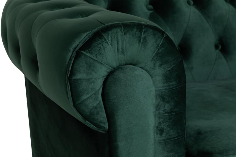 Chesterfield Lyx Stor behagelig dyp fløyelfotøyd – Fotøyd til stue - Mørkegrønn Fløyel - Møbler - Stoler - Lenestoler - Chesterfield lenestol