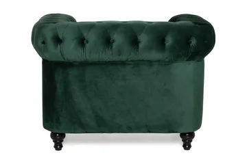 Chesterfield Lyx Stor behagelig dyp fløyelfotøyd – Fotøyd til stue - Mørkegrønn Fløyel - Møbler - Stoler - Lenestoler - Chesterfield lenestol